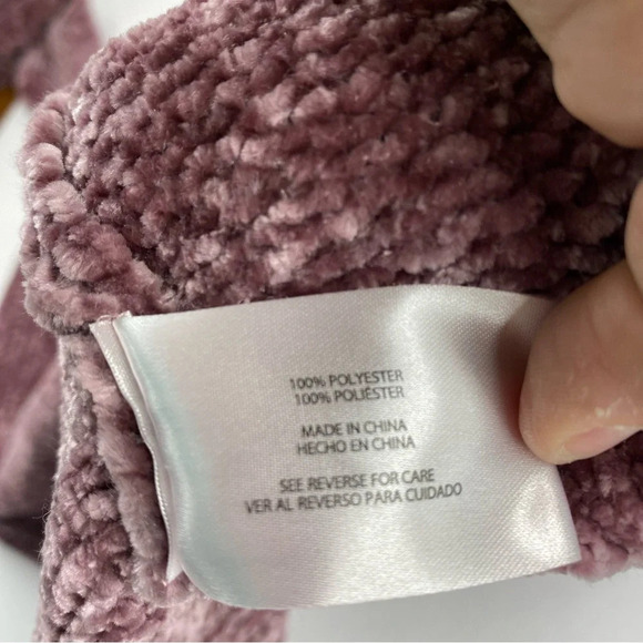 Orvis Womens Large Chenille Velvet Pullover Sweater Mauve Pink Velour V Neck - Picture 7 of 7